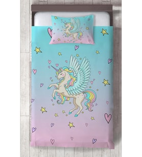 MEKTA HOME BEBEK VE ÇOCUK ODASI Uçan Unicorn Desenli Yatak Örtüsü