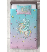 MEKTA HOME BEBEK VE ÇOCUK ODASI Uçan Unicorn Desenli Yatak Örtüsü
