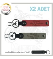 Hız Aşıkları İçin Özel İsim Plaka ve 0 Rh (+) Kan Grubu Yazılı x2 Anahtarlık, Nar Çiçeği-Kül Gri-Syh (Çok Renkli)