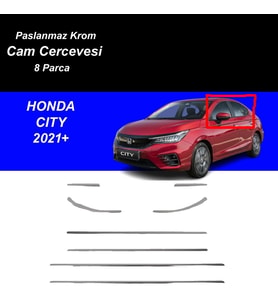 Honda City Alt Cam Çıtası Komple Set Çerçevesi Kromu Nikelajı 2021 Sonrası