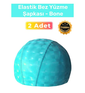 Özel Üretim Su Geçirmez Yüzücü Havuz Deniz Bonesi Elastik Bez Yüzme Şapkası 2'li Set