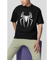 Spider-Man Logo Baskılı Tişört, Oversize Marvel Tişört