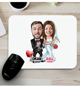 Kişiye Özel Evlendik Ayvayı Yedik Karikatürlü Mouse Pad