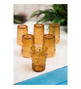 Akrilik Bal 6lı Kısa Bardak & Su Meşrubat Kahve Yanı Bardağı 400 ml ( Cam Değildir )