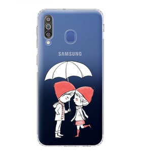 Samsung Galaxy M30 Uyumlu Kamera Korumalı Kapak Aşk Tasarımlı  Şeffaf  Kılıf