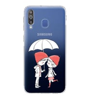 Samsung Galaxy M30 Uyumlu Kamera Korumalı Kapak Aşk Tasarımlı  Şeffaf  Kılıf