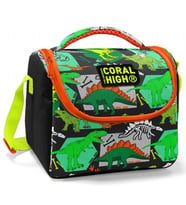 Coral High Siyah Yeşil Dinazor Baskılı Erkek Çocuk Beslenme Çantası