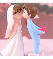 Karikatür Düğün Çifti Figürleri, Romantik Gelin Dekoratif Süsler, Pasta Üstü Hediyelik Oyuncak (Çok Renkli)