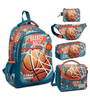 Coral High Nefti Turuncu Basketbol Desenli Erkek Çocuk Beşli Okul Çanta Seti - İlkokul İçin Uygun (Çok Renkli)