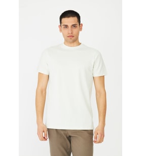 Ekru Basic Bisiklet Yaka Erkek T-Shirt