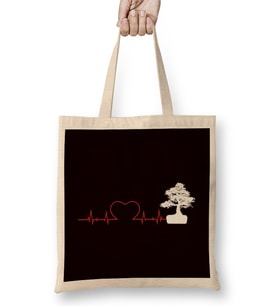Heartbeat Japanese Art Tree Bonsai Buddhism Meditation Yoga Bez Çanta Uzun Saplı