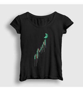 Presmono Kadın Siyah To The Moon Bitcoin T-Shirt 264488tt