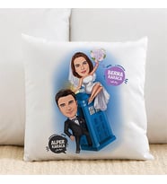 Kişiye Özel Karikatürlü Mutlu Çiftler Yastık