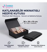Katlanabilir Mıknatıslı Hediye Kutusu Premium Mukavva Sunum ve Saklama Kutusu Orta 36x 26x10 cm