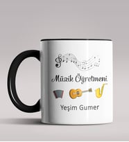 Kişiye Özel Müzik Öğretmeni Tasarımlı Siyah Renk Kupa Bardak 8 (Siyah)