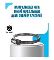 Mey İthalat® Kamp Lambası Kafa Feneri Kafa Lambası Ayarlanabilir Sensörlü Şarjlı
