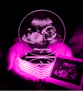 Ultrason Fotoğraflı 3D LED Lamba - Hamile Eşe ve Anne Adayına Hediye