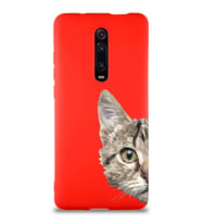 Xiaomi Redmi K20 Pro Soft Premier Kapak Catface Tasarımlı Silikon Kılıf - Kırmızı (Şeffaf)