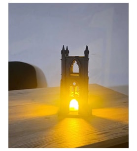 3D Siyah İskandinav Gotik Şato Tasarımlı Dekoratif Led Mumluk ve Ev Ofis Dekor Biblo 10 x 11 Cm