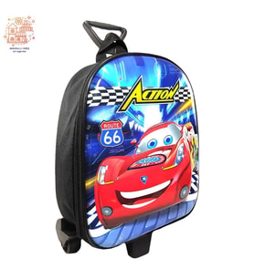 Çekçekli Action Cars Anaokulu Çantası - Cars Çanta - Erkek Çanta (Karışık)