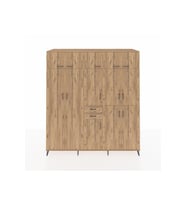 Kronos Dolap 10 Raflı 2 Çekmeceli 3 Askılı 220x59x243 Çam-Çam/Çam