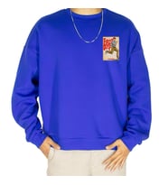 UNİSEX KİŞİYE ÖZEL BASKILI WAFERWEAR SWEATSHİRT (Mavi)