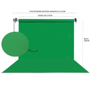 270X580CM YEŞİL FON PERDE SETİ VE ASKISI