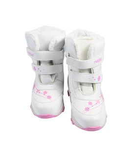 SİA ÇANTA BOOT'S ÇIRTLI & BAĞÇIKLI ORTAPEDİK  & ANATOMİK SAĞLAM KAYMAZ TABANLI UZUN KONÇLU İÇİ KÜRKLÜ NEFES ALAN ÇOCUK SNOW BOOT (Beyaz)