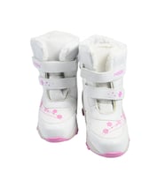 SİA ÇANTA BOOT'S ÇIRTLI & BAĞÇIKLI ORTAPEDİK  & ANATOMİK SAĞLAM KAYMAZ TABANLI UZUN KONÇLU İÇİ KÜRKLÜ NEFES ALAN ÇOCUK SNOW BOOT (Beyaz)