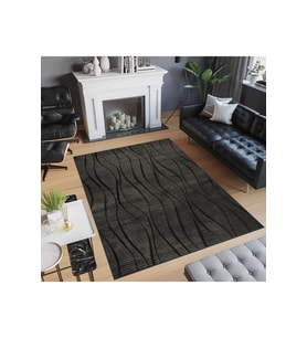 Rovigo Home Dijital Baskı Yıkanabilir Kaymaz Taban Salon Halısı RVG0488 (Siyah)