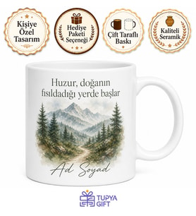 Kişiye Özel Doğa Kaçamağı Baskılı Kupa Bardak İsimli Hediye