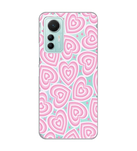 Xiaomi Mi 12 Lite Uyumlu Kalp Desenli Şeffaf Telefon Kılıfı