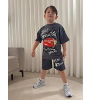 Cg Kids Şimşek Mcqueen Cars Arabalar Erkek Çocuk Tshirt&Şort Alt Üst Takım (Gri)