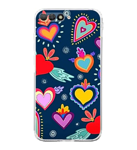 PrintiFy Huawei Y6 2018 ile Uyumlu Retro Color 3  Kamera Korumalı Şeffaf  Kılıf