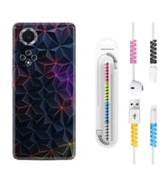 Huawei Nova Y70 Y90 Nova 9 SE  Kılıf Kablo Koruma Spiral Silikon Renkli Prizmalar 1783