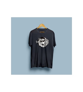 Oversize Ying Yang Dragon Tasarım Unisex T-shirt