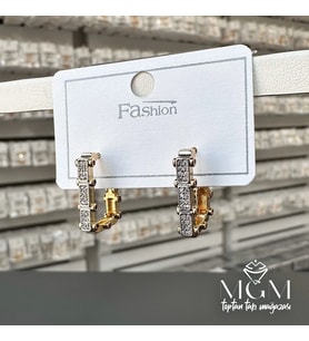 /Rodyum Zirkon Taşlı Pirinç Küpeler - Kp00117