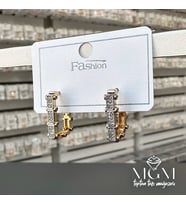 /Rodyum Zirkon Taşlı Pirinç Küpeler - Kp00117