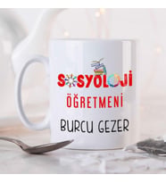 Kişiye Özel Sosyoloji Öğretmeni Kupa Bardak HA31 (Beyaz - Beyaz)