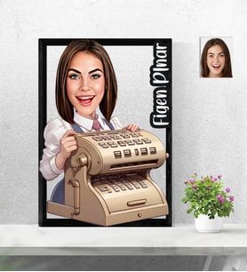 Kişiye Özel 3D  Ahşap Tablo Kadın Retro Muhasebeci Model 30x40 -20