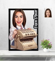 Kişiye Özel 3D  Ahşap Tablo Kadın Retro Muhasebeci Model 30x40 -20