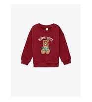 Koton Ayıcık Aplikeli Bordo Erkek Bebek Sweatshirt 6WMB10327TK