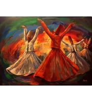 Mevleviler Sayılarla Boyama Seti 40x50 cm (Tuvale Gerili)