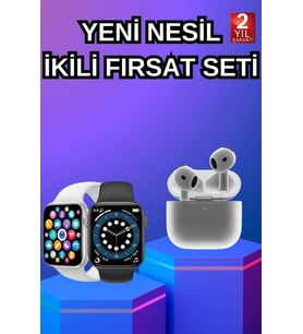 3.Nesil TWS Bluetooth Kulaklık ve Dokunmatik Ekran Akıllı Saat Sesli Görüşme