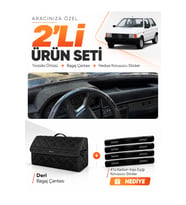 e-biz FIAT UNO 60,70 (1983-1995) Uyumlu Torpido Örtüsü + Deri Bagaj Çantası Seti - Siyah - FI019