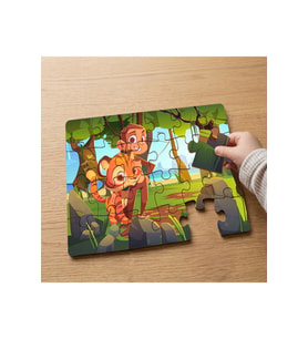 Ormandaki Sevimli Karakterler Tasarımlı 24 Parça Ahşap Çocuk Puzzle MPK0397