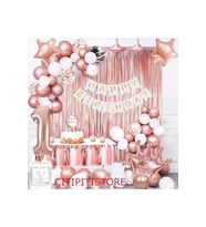 Rose Gold 1 Yaş Doğum Günü Balon Seti BALON ZİNCİR SET KİŞİYE ÖZEL HARF KUTU