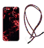 Apple iPhone 5 6 7 8 Plus Se XR Kılıf Boyun Asklı Rasta Silikon Red Smoke 1745