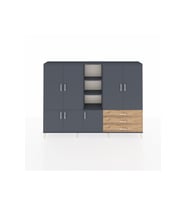 Arges Dolap 11 Raflı 3 Çekmeceli 7 Kapaklı 220x30x163 Antrasit-Antrasit/Çam