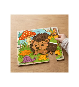 Sevimli Kirpi Tasarımlı 24 Parça Ahşap Çocuk Puzzle MPK0285